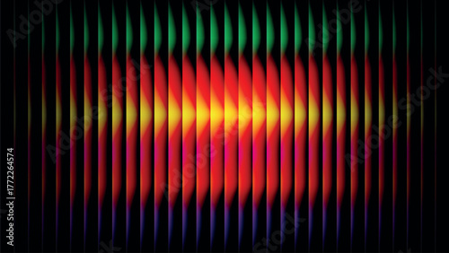 Abstract vertical lines of vibrant color blending from black to yellow