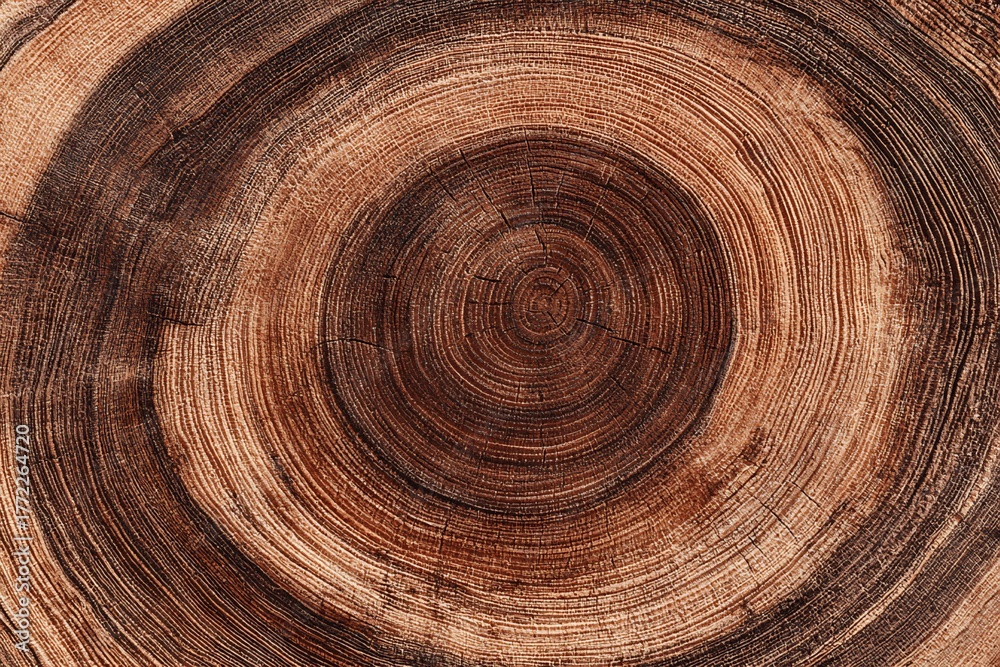 Fototapeta premium Abstract Concentric Pattern with Natural Wood Grain in Brown and Cream