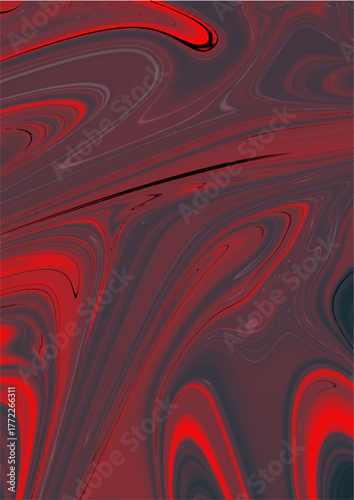 Bold red and black marble swirl background with dramatic abstract fluid pattern. Modern striking texture for creative design concepts and stylish visuals.