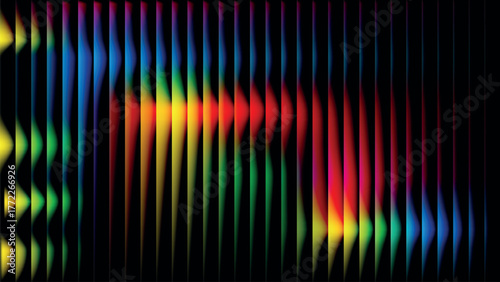 Abstract colorful wave pattern with vibrant gradients and a dark background