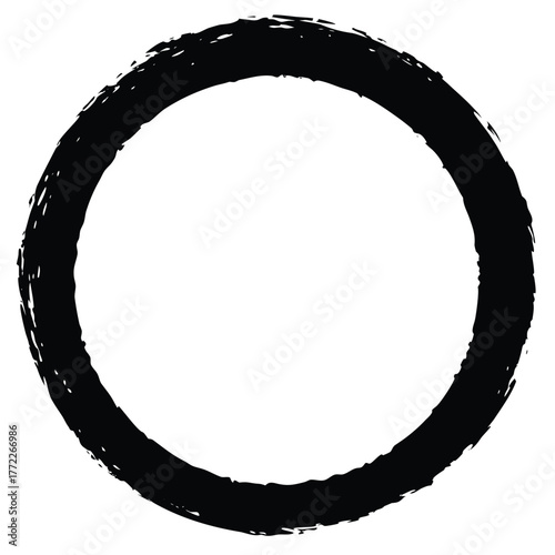 Circle Stroke Paint Brush Graphic Element Art Symbol Abstract Ink Circular