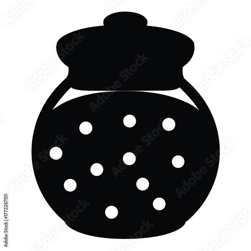 Vintage Pot Silhouette Kitchenware Ceramic Utensil Container Cooking Object