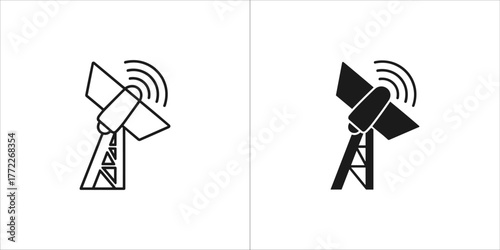 Satellite dish antenna receiving signal
