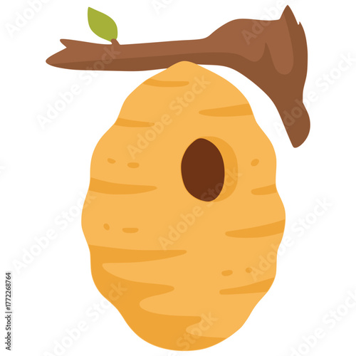 bee hive on a tree nest nature flat color vector illustration template design