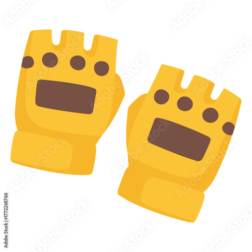 yellow sport protective glove flat color vector illustration template design