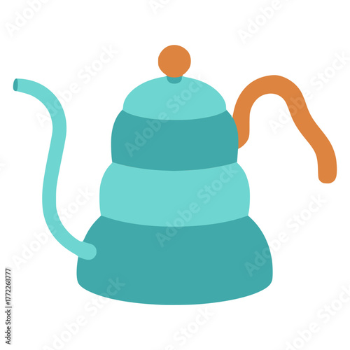 blue kettle kitchen tool drink beverage flat color vector illustration template design