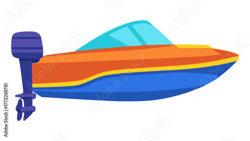 Motorboat speedboat water transportation flat color vector illustration template design
