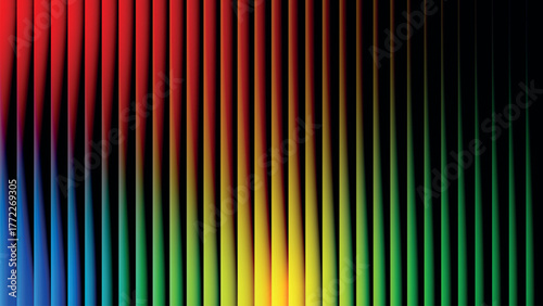Abstract vertical lines transition through a full spectrum of vibrant color
