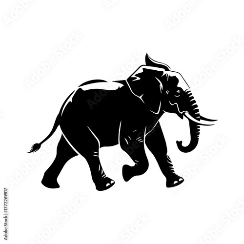 Running Elephant Silhouette Vector Art