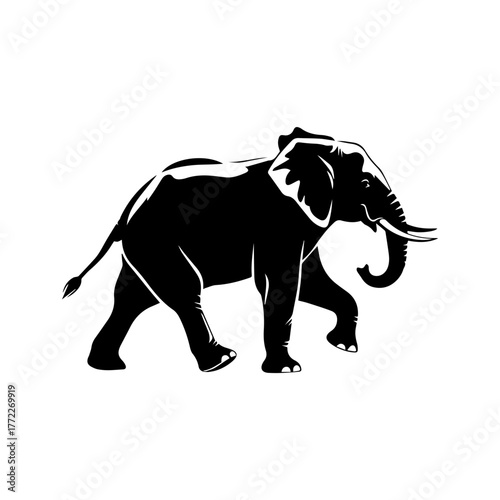 Running Elephant Silhouette Vector Art
