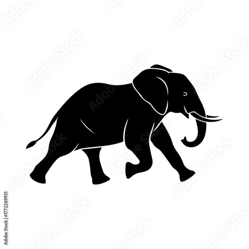 Running Elephant Silhouette Vector Art