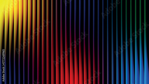 A vibrant spectrum of vertical color bands creates a striking visual effect