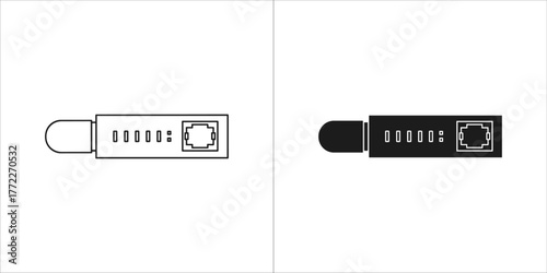 Network cable connector icon, ethernet port, internet connection