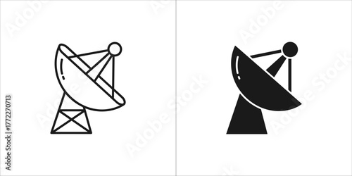 Satellite dish icon in outline and solid style