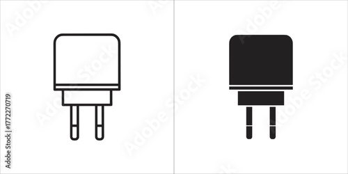 Usb charger plug icon in outline and solid style