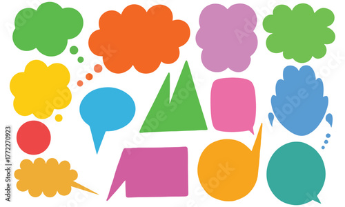 Colorful Speech Bubble Vector Set – Comic Chat Clouds and Cartoon Text Balloon Icons .