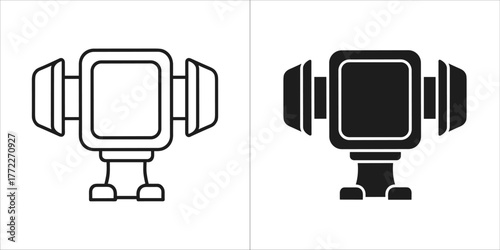 Outline and filled silhouette of a car phone holder