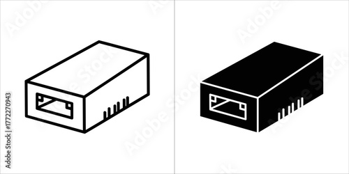 Outline and filled silhouette of a brick