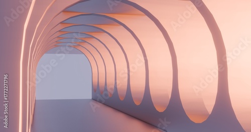 Architecture interior background empty arched pass 3d render