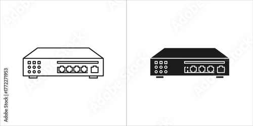 Black and white router icon for web design