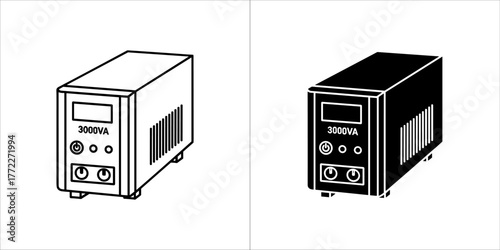 Power supply icon set, electric equipment
