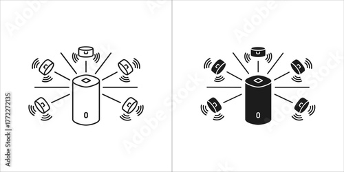 Smart speaker with voice control, line and glyph