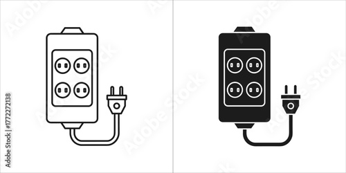 Power strip with four outlets and plug
