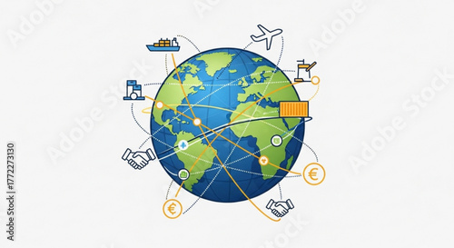 Global trade network logistics supply chain management international business distribution worldwide connection