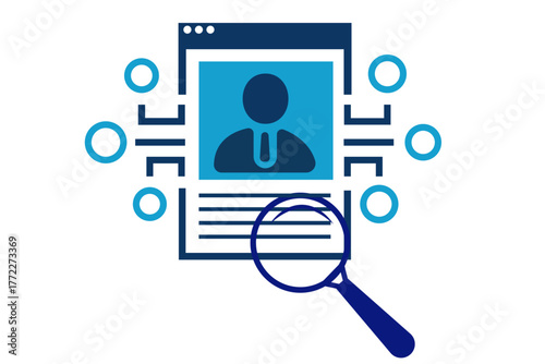 Icon representing a user profile search smart hiring job 