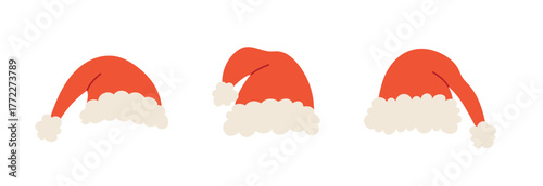 Santa Claus' Christmas Hat. Vector illustration.