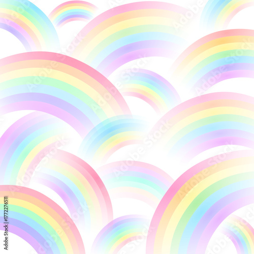 Dreamy Pastel Rainbow Background Illustration (Transparent Background) | Cute Colorful Kawaii Rainbow Pattern