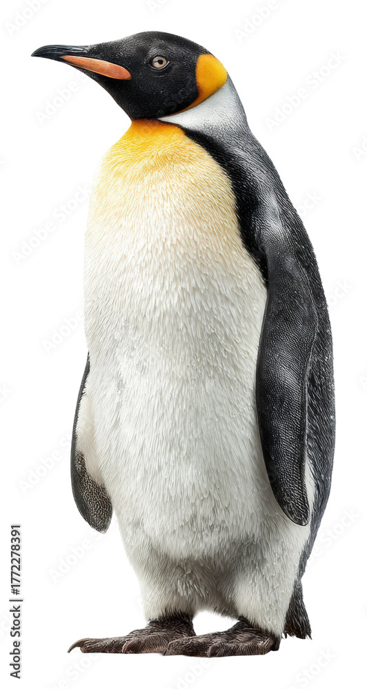 Fototapeta premium Majestic penguin on ice a side view of antarctic wildlife isolated on transparent background