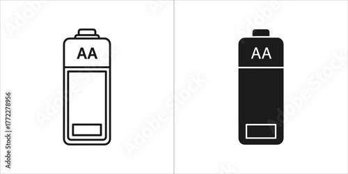 Outline and filled icons of an aa battery