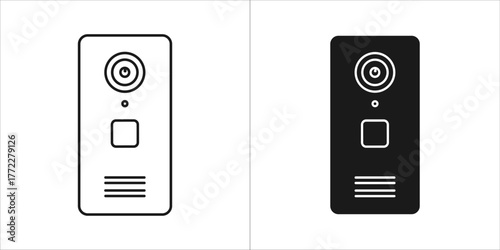 Video doorbell icon in outline and solid black