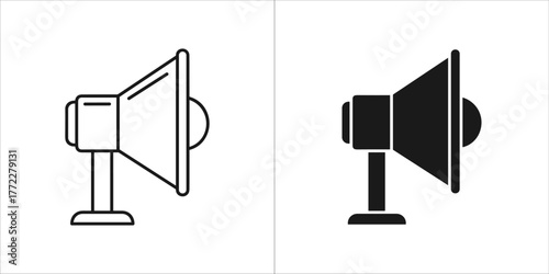 Megaphone icon in outline and solid black