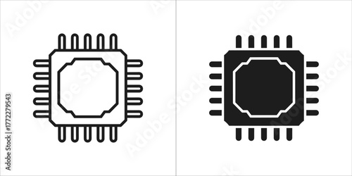 Microchip icon set, processor symbol, vector illustration