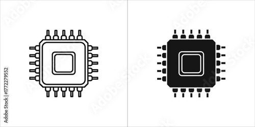 Microcontroller icon set, processor symbol, vector image