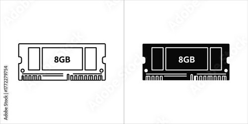 8gb ram module icon for computer use