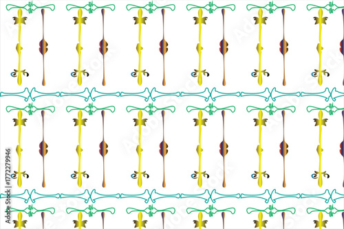 Vibrant Geometric Seamless Pattern with Yellow, Teal, and Brown Accents