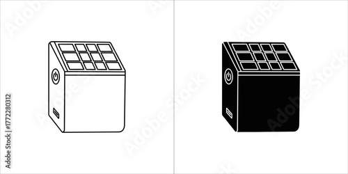 Solar panel vector illustration in black and white