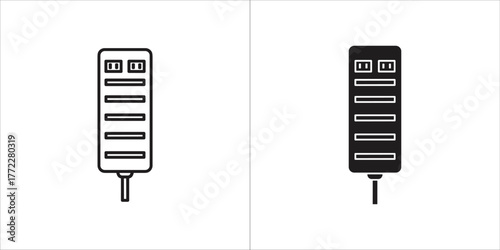 Power strip vector illustration in black and white