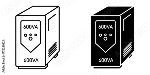 Uninterruptible power supply, in black and white