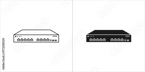 Network switch icon in black and white style