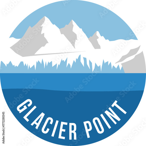 Glacier Mountain Peak and Lake Circle Logo