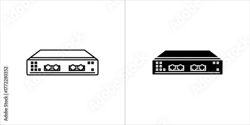 Network switch icon in black and white style