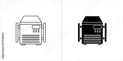 Welding machine icon in black and white style