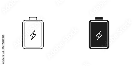 Battery charge black and white icon, vector illustration