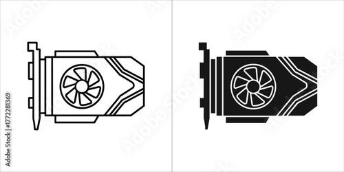 Video card icon, graphic card for computer