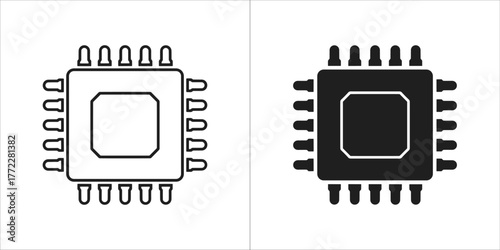 Microchip vector illustration in black and white