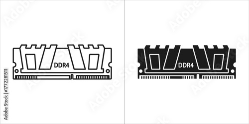 Ddr4 vector icon, ram memory module symbol